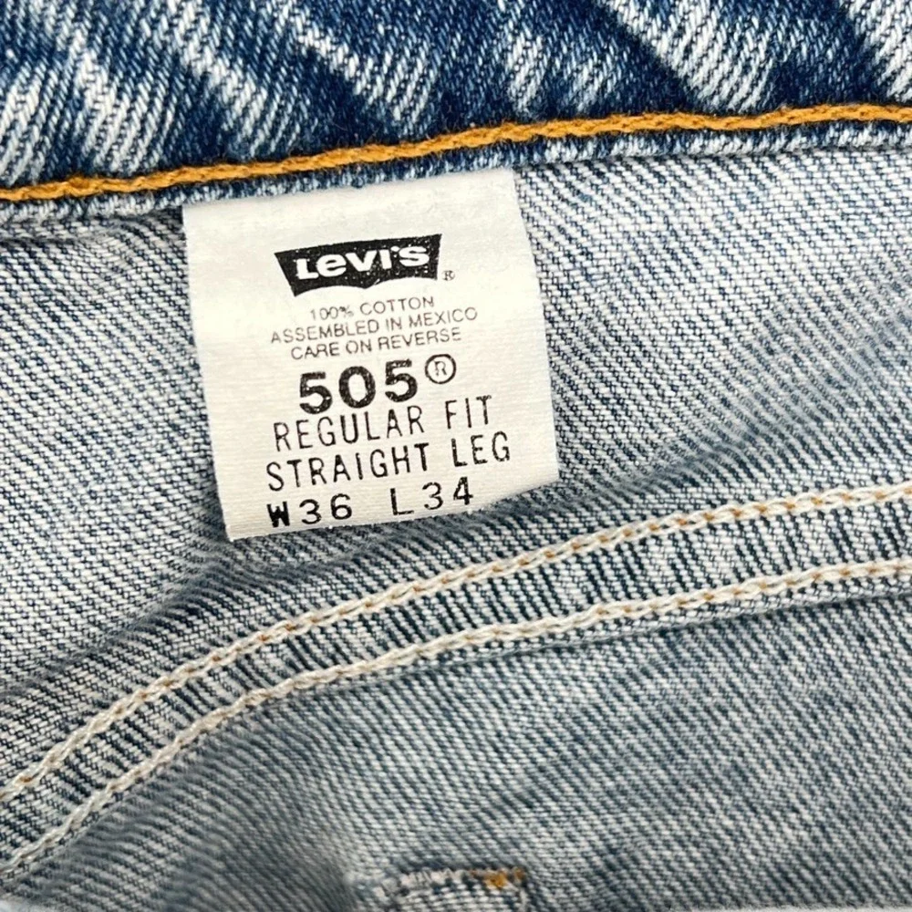 Vtg 90s Levis 505 Regular Fit Straight Leg Jeans 36 (34x34) Med Wash Denim 1998